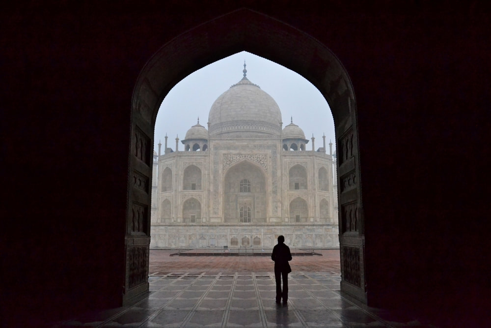 Individual traveler at the Taj Mahal in India